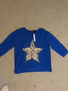 Coco + Carmen Royal Blue Sweater with Gold Sequin Star